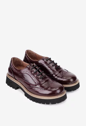 Pantofi dama NUR burgundy din piele lacuita