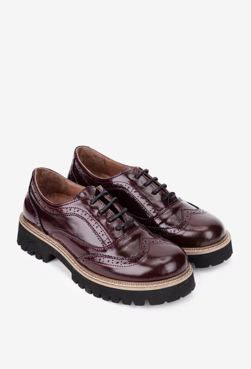 Pantofi dama NUR burgundy din piele lacuita