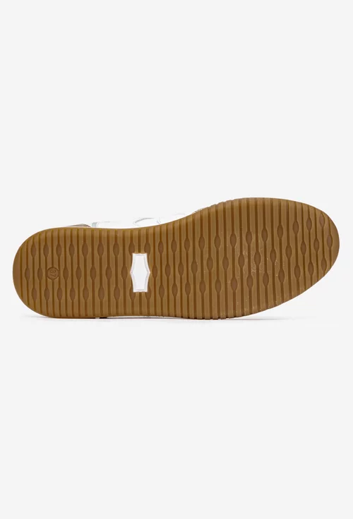 Pantofi dama NUR din piele alba cu bej
