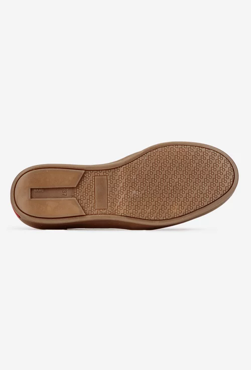 Pantofi dama NUR din piele alba cu bej si detalii aurii