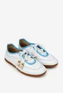 Pantofi dama NUR din piele alba cu detalii bleu