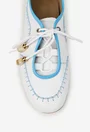 Pantofi dama NUR din piele alba cu detalii bleu