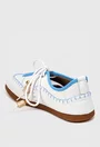 Pantofi dama NUR din piele alba cu detalii bleu