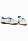 Pantofi dama NUR din piele alba cu detalii bleu