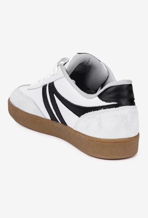 Pantofi dama NUR din piele alba cu detalii negre