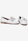 Pantofi dama NUR din piele alba cu ornament