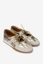 Pantofi dama NUR din piele aurie cu siret elastic