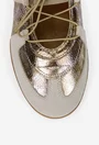 Pantofi dama NUR din piele aurie cu siret elastic