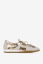 Pantofi dama NUR din piele aurie cu siret elastic