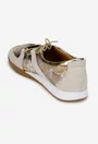 Pantofi dama NUR din piele aurie cu siret elastic