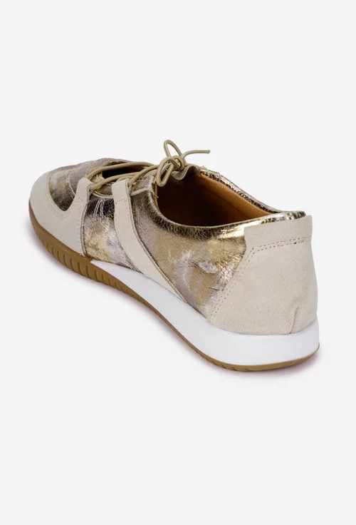 Pantofi dama NUR din piele aurie cu siret elastic