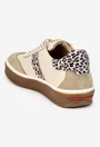 Pantofi dama NUR din piele bej cu detalii animal print