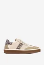 Pantofi dama NUR din piele bej cu detalii animal print