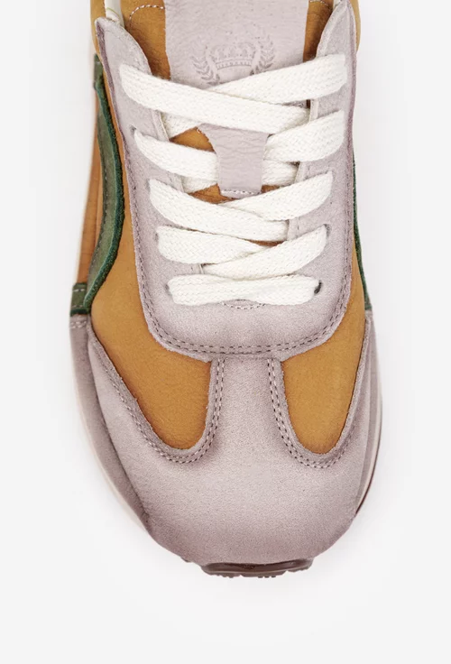 Pantofi dama NUR din piele bej cu galben