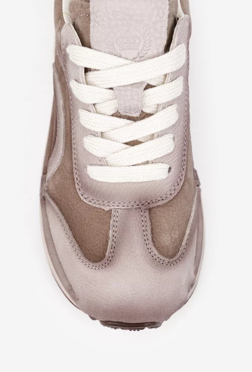 Pantofi dama NUR din piele bej cu taupe