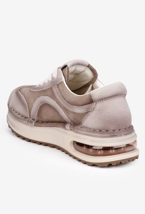 Pantofi dama NUR din piele bej cu taupe
