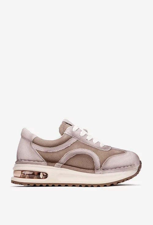 Pantofi dama NUR din piele bej cu taupe