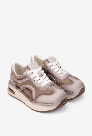 Pantofi dama NUR din piele bej cu taupe