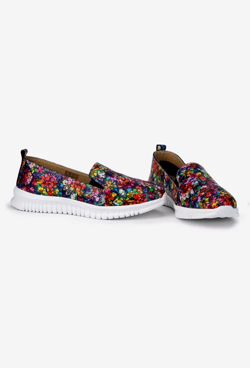 Pantofi dama NUR din piele cu imprimeu multicolor