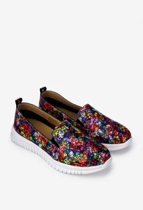 Pantofi dama NUR din piele cu imprimeu multicolor