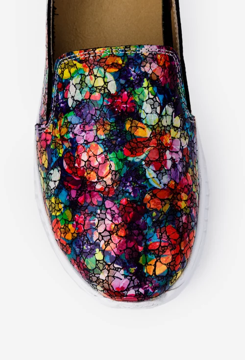 Pantofi dama NUR din piele cu imprimeu multicolor