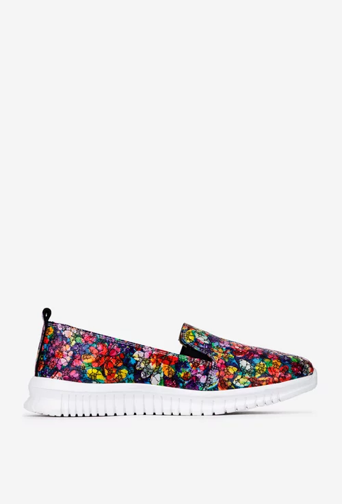 Pantofi dama NUR din piele cu imprimeu multicolor