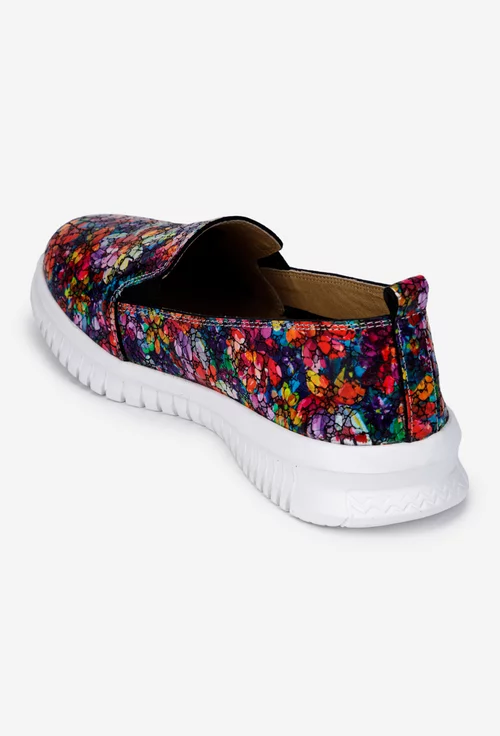 Pantofi dama NUR din piele cu imprimeu multicolor