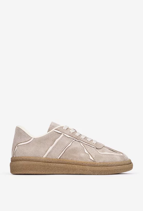 Pantofi dama NUR din piele intoarsa bej