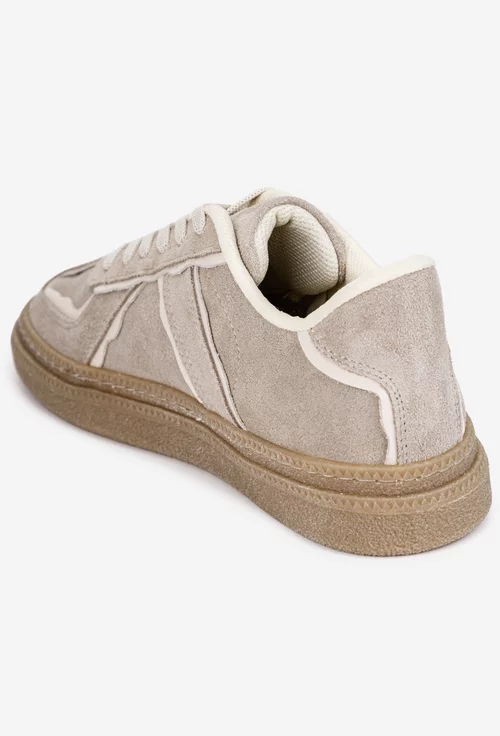 Pantofi dama NUR din piele intoarsa bej