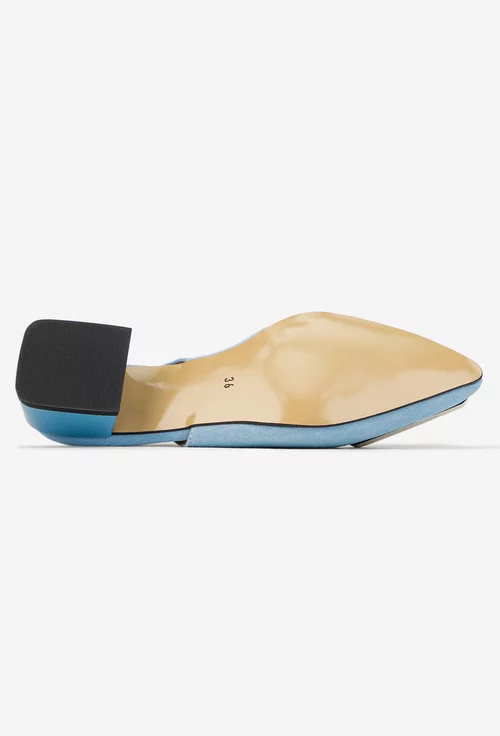 Pantofi dama NUR din piele intoarsa bleu cu ornament picture - 5