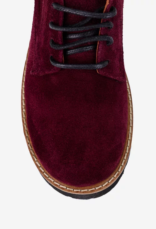 Pantofi dama NUR din piele intoarsa burgundy
