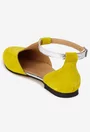 Pantofi dama NUR din piele intoarsa galbena cu decupaje