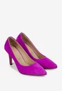 Pantofi dama NUR din piele intoarsa mov cu toc subtire