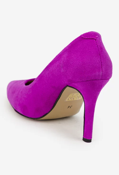 Pantofi dama NUR din piele intoarsa mov cu toc subtire