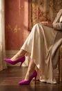 Pantofi dama NUR din piele intoarsa mov cu toc subtire