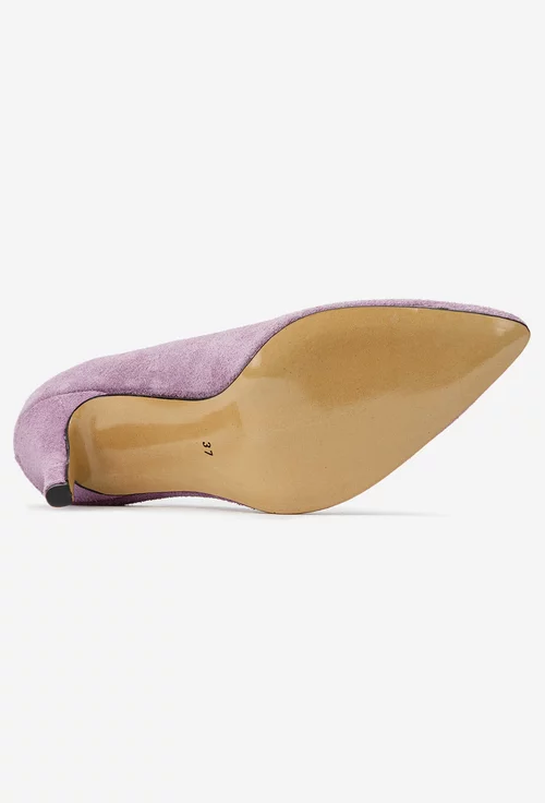 Pantofi dama NUR din piele intoarsa mov cu toc subtire picture - 5