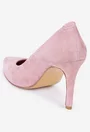 Pantofi dama NUR din piele intoarsa roz pudra cu toc subtire
