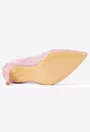 Pantofi dama NUR din piele intoarsa roz pudra cu toc subtire