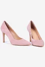 Pantofi dama NUR din piele intoarsa roz pudra cu toc subtire