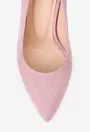 Pantofi dama NUR din piele intoarsa roz pudra cu toc subtire