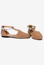 Pantofi dama NUR din piele intoarsa taupe cu decupaje