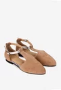 Pantofi dama NUR din piele intoarsa taupe cu decupaje