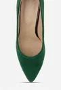 Pantofi dama  NUR din piele intoarsa verde cu toc subtire