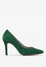 Pantofi dama  NUR din piele intoarsa verde cu toc subtire