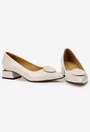 Pantofi dama NUR din piele lacuita bej cu ornament