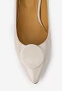 Pantofi dama NUR din piele lacuita bej cu ornament