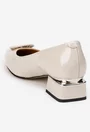 Pantofi dama NUR din piele lacuita bej cu ornament