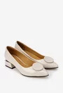 Pantofi dama NUR din piele lacuita bej cu ornament