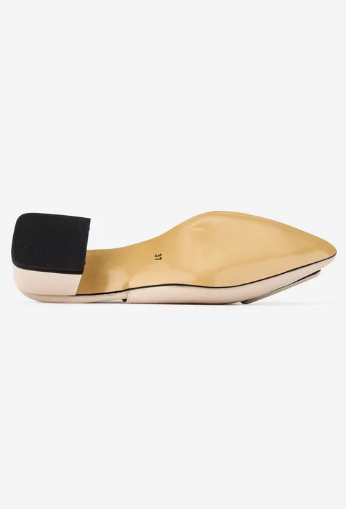 Pantofi dama NUR din piele lacuita bej cu ornament picture - 5