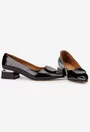 Pantofi dama NUR din piele lacuita neagra cu ornament